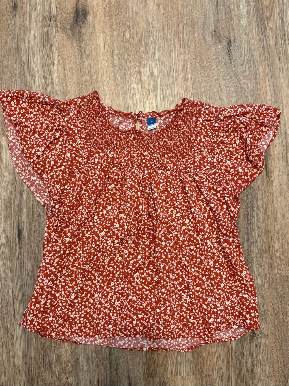 Women’s Fall Old Navy Rust Red Floral Flutter-Sleeve Blouse